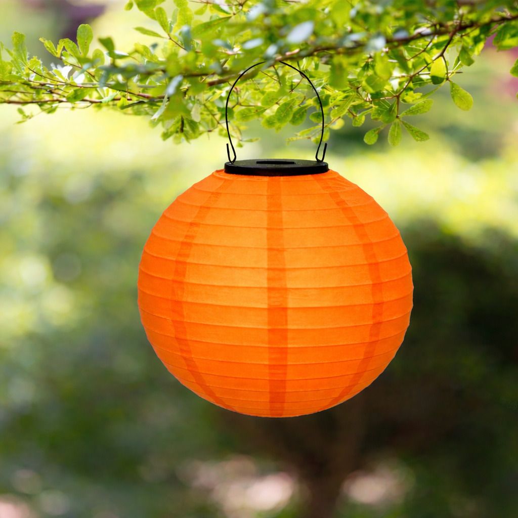 xergy Solar Powered Hanging Lanterns–Waterproof, Auto On/Off for Outdoors & Parties Orange Cloth Hanging Lantern-picture-46