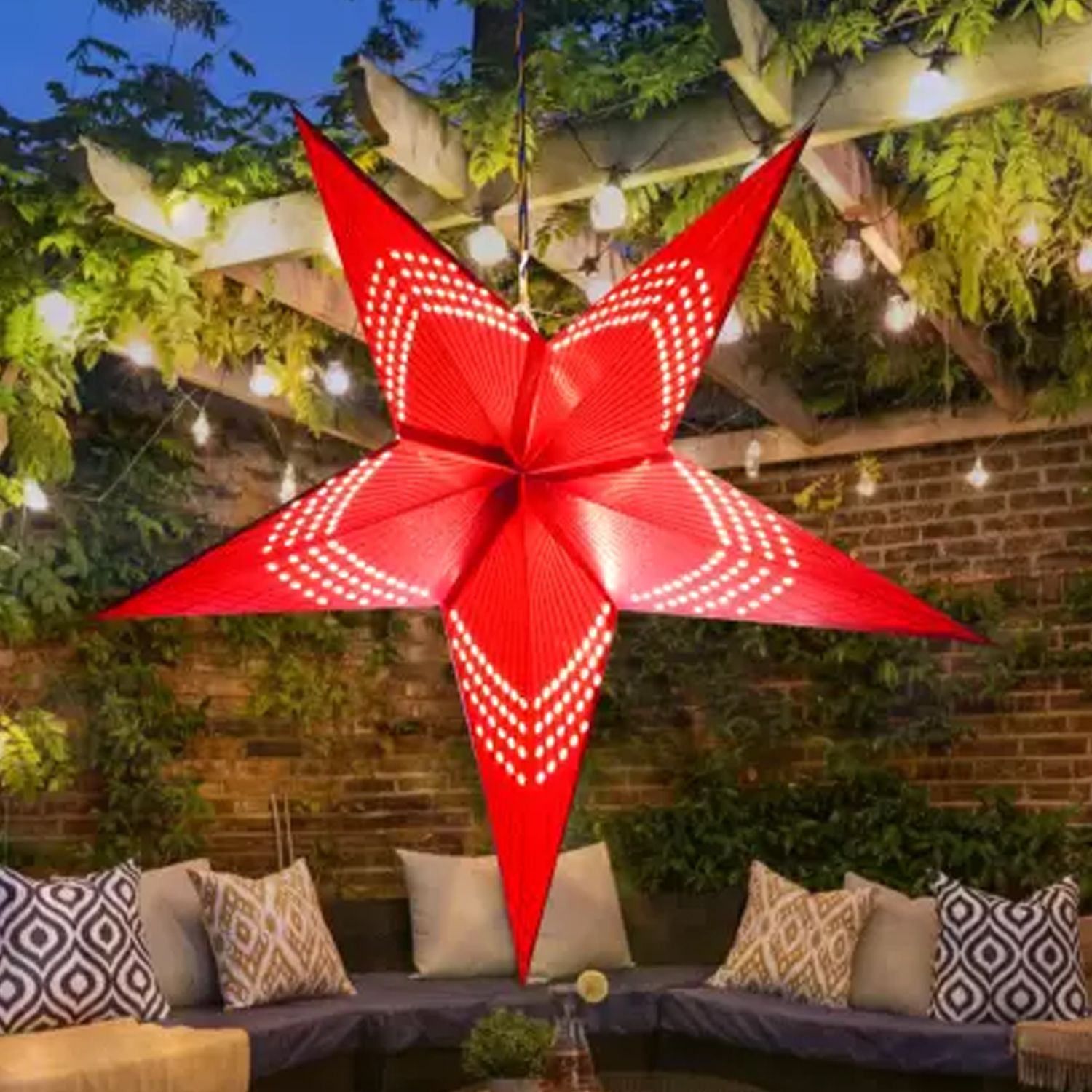 veandyou Paper Star Hanging Lantern_Red_AZ100pack of 1 Red Paper Hanging Lantern-picture-31