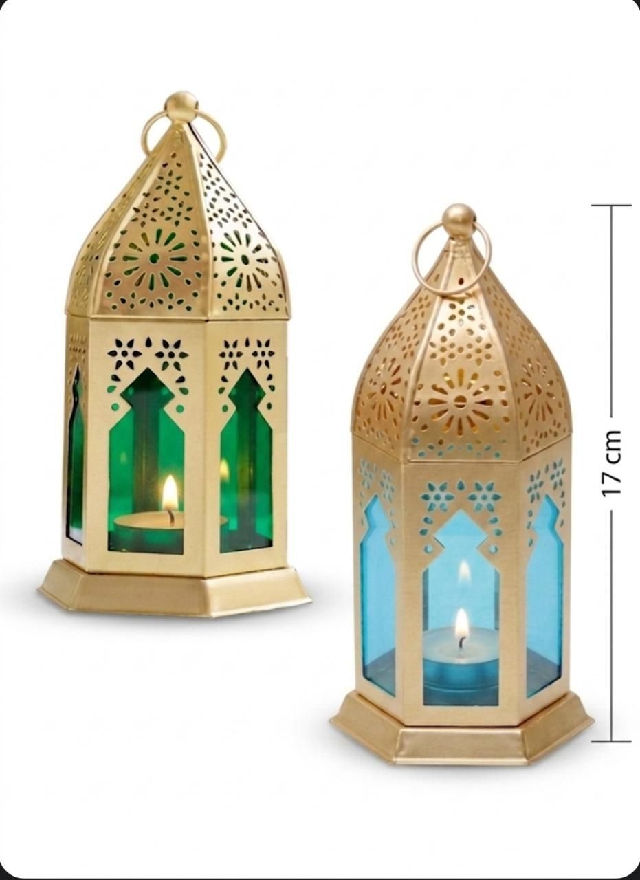 beliv decorative multipurpose lantern Green, Blue, Gold Metal Hanging Lantern-picture-15