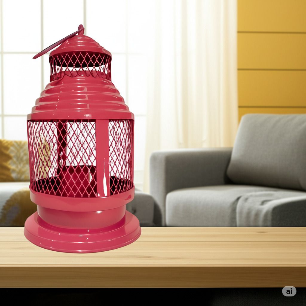 Vintage Pink Metal Mesh Lantern | Decorative Candle Holder Pink Iron Table Lantern-image-49