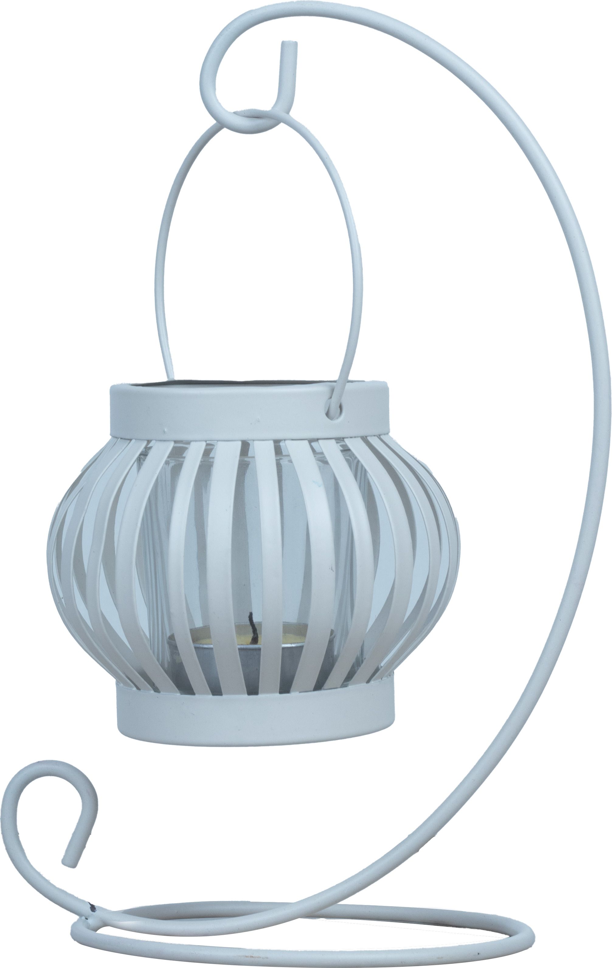 AMHSUS Decorative Iron Candle Holder with Stand White Iron Table Lantern-image-13