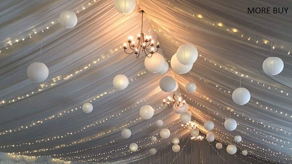 shuang you Hanging paper White Lantern 10Pack of L 12 inch 37 White Paper Hanging Lantern-picture-13