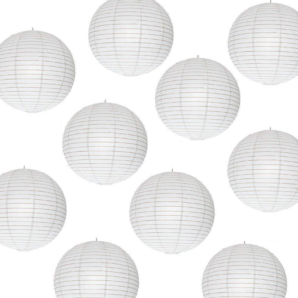 shuang you Hanging paper White Lantern 10Pack of L 12 inch 41 White Paper Hanging Lantern-picture-25