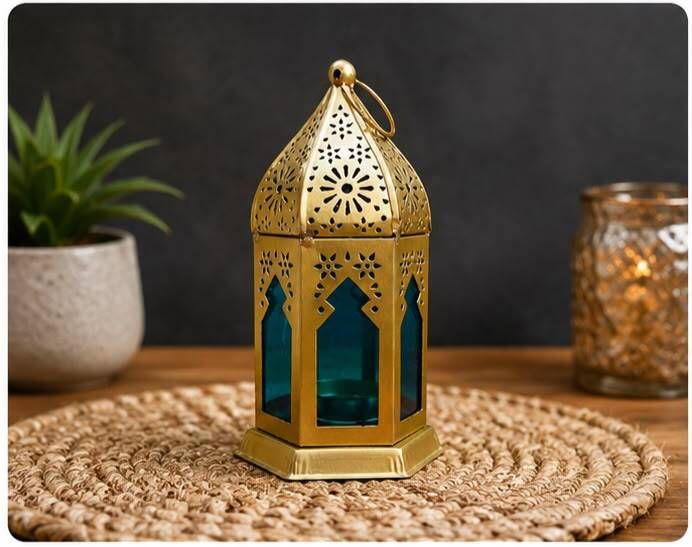 ags handicraft Gold, Blue Cast Iron Hanging Lantern-picture-31