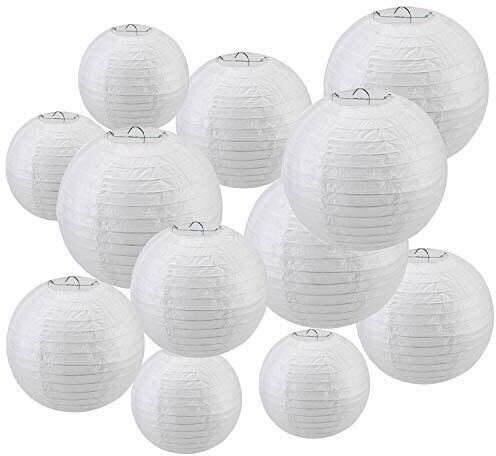 shuang you White Paper Hanging Lantern Pack of 10 L (12 inch) 32 White Paper Hanging Lantern-picture-21