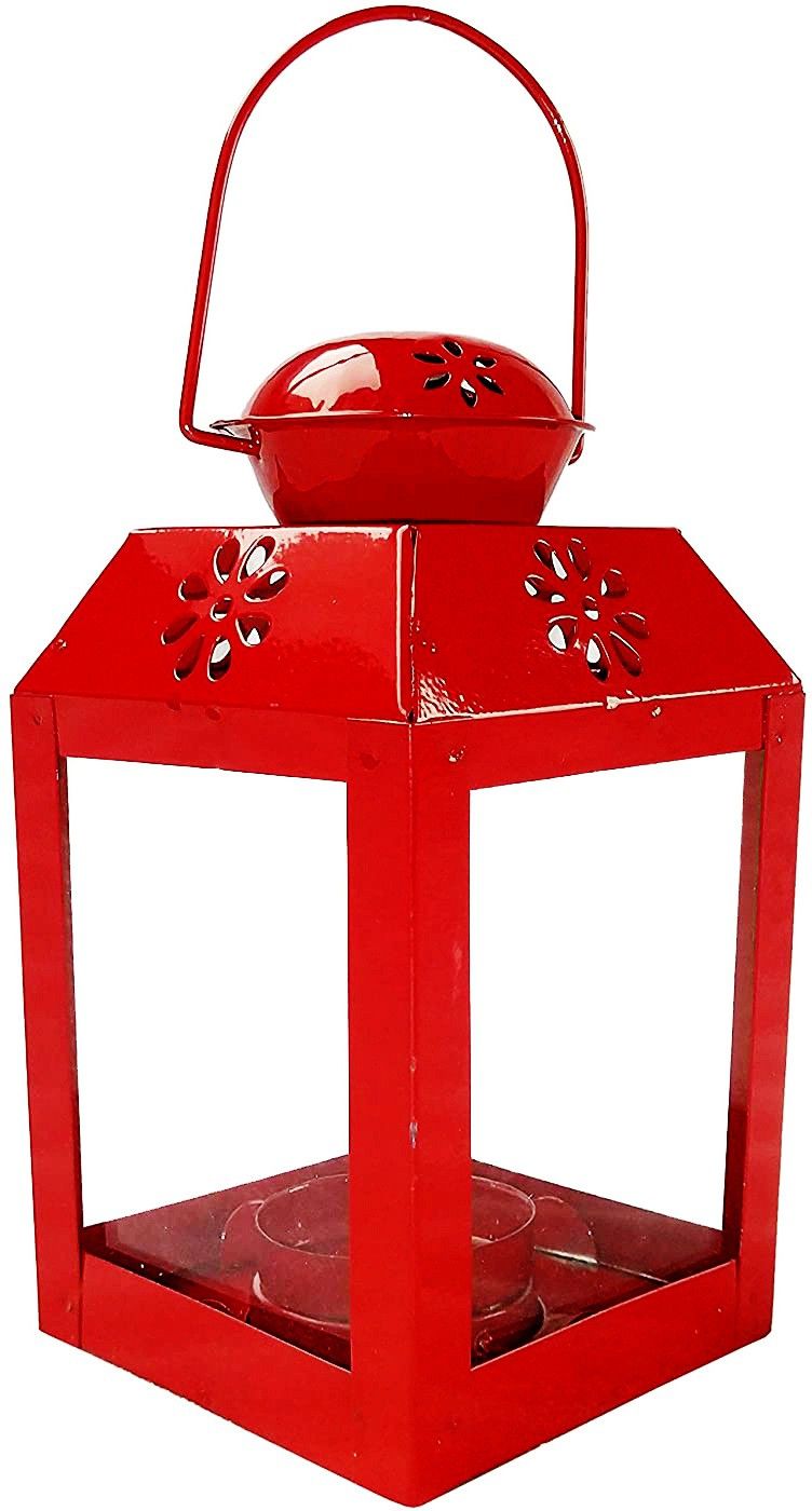 Sweetheart Decorative Hanging Lantern/Lamp with t-Light Candle Red Iron Hanging Lantern-image-33