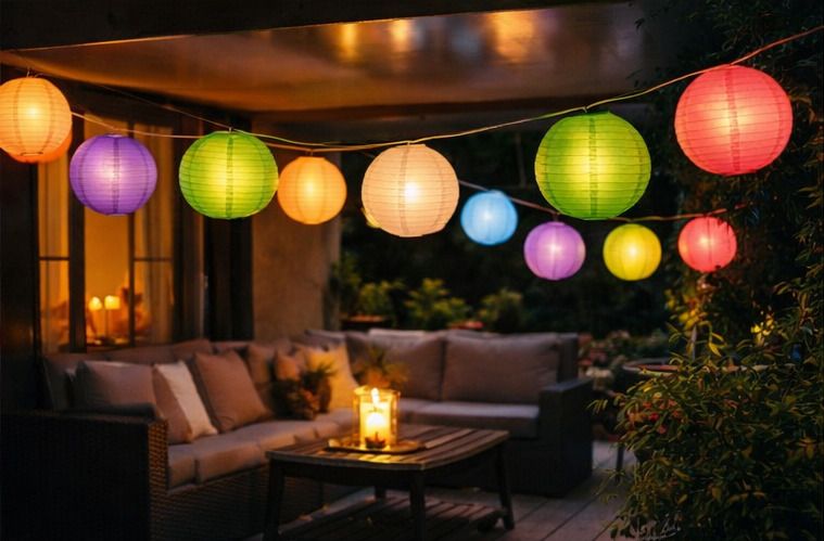10 Pcs Colorful Paper Lantern Set | Hanging Decorative Multicolor Paper Hanging Lantern-image-6
