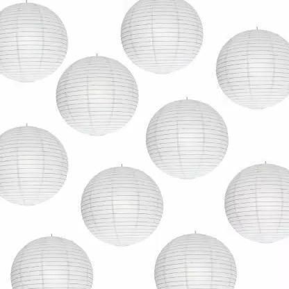 shuang you Hanging paper WhiteLantern Pack of 10 L 12 inch 20 White Paper Hanging Lantern-picture-20