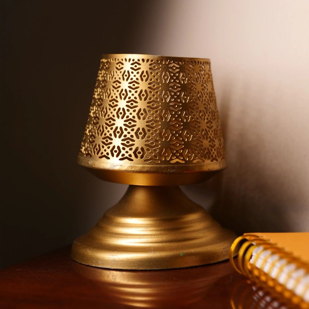 Luminous Aura Aroma Diffuser | Decorative Aroma Diffuser Lamp, Home Décor | Gold Brass Table Lantern-image-38