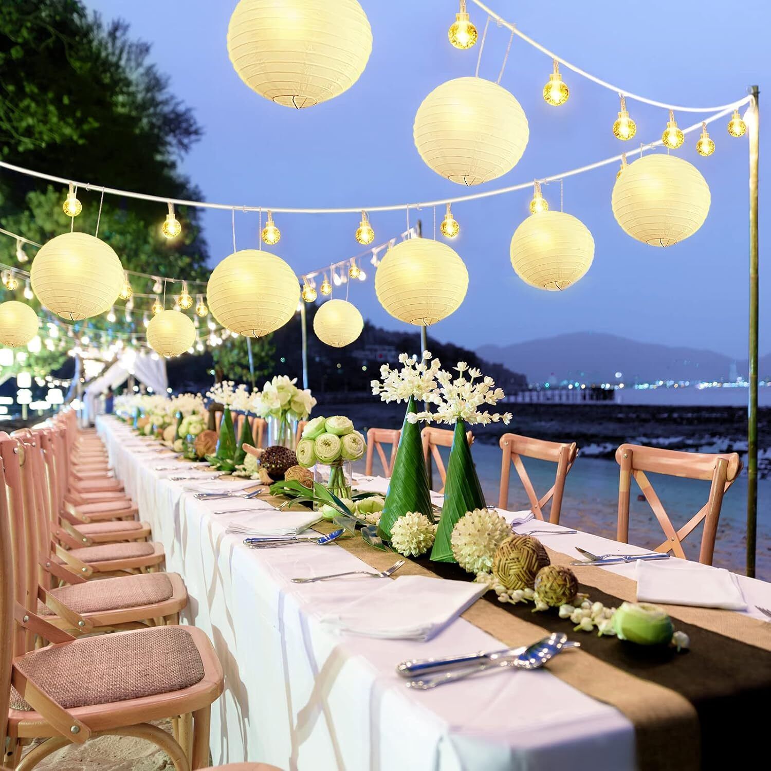 shuang you White Paper Hanging Lantern Pack of 10 L (12 inch) 76 White Paper Hanging Lantern-picture-23
