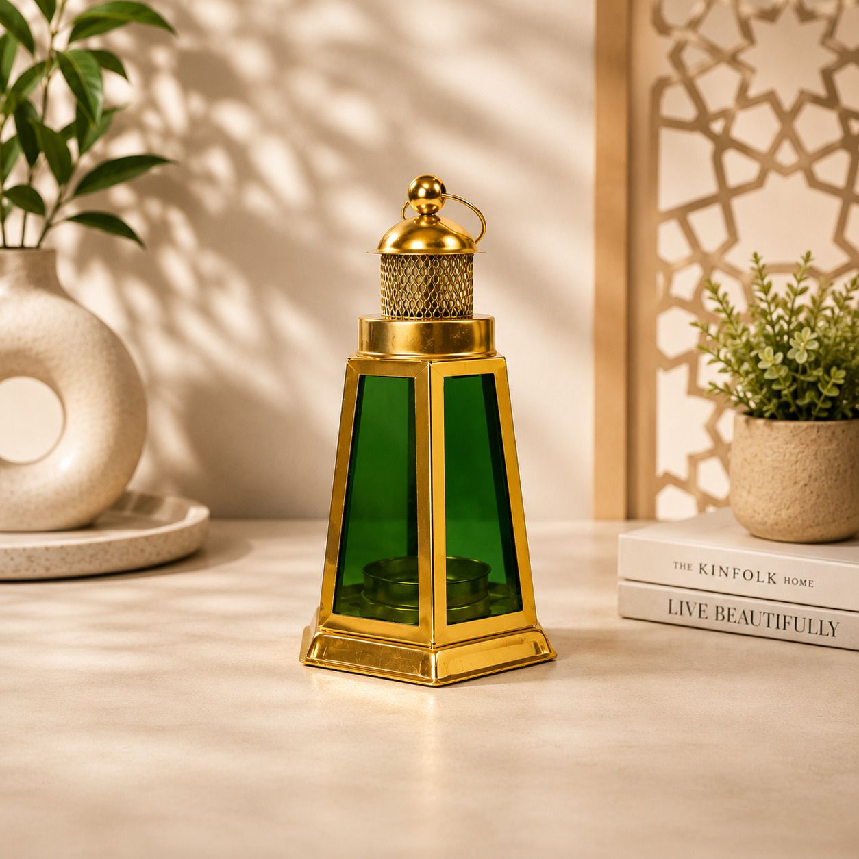 mahfooziron V-SHB-LAN-GR Gold Iron, Glass Hanging Lantern-picture-41