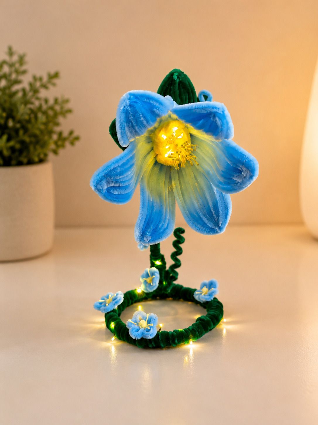 Blue Bloom LED Flower Lamp Multicolor Microfibre Table Lantern-image-41