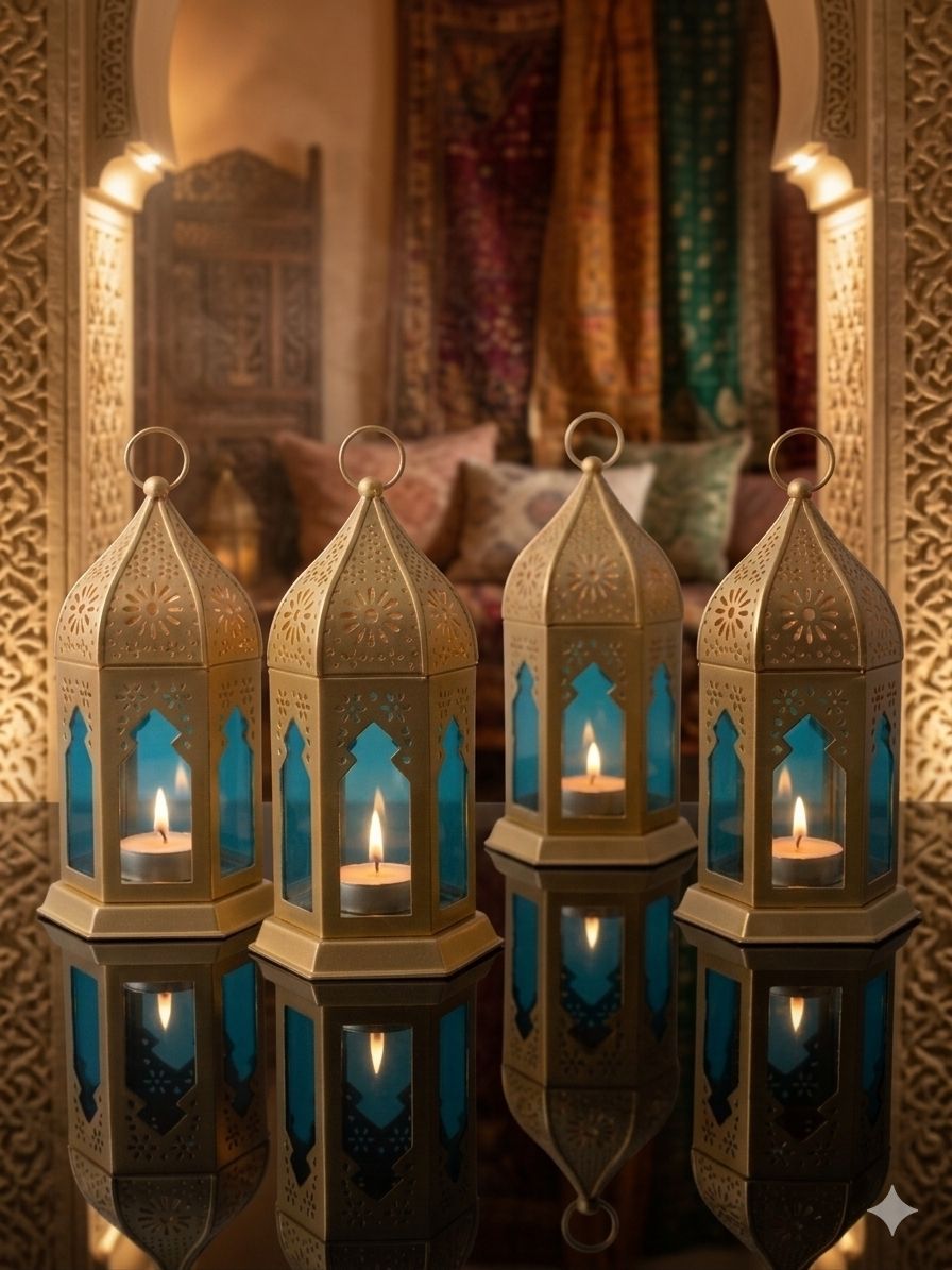 the new look trendy styling lantern Gold Iron, Glass Hanging Lantern-picture-13