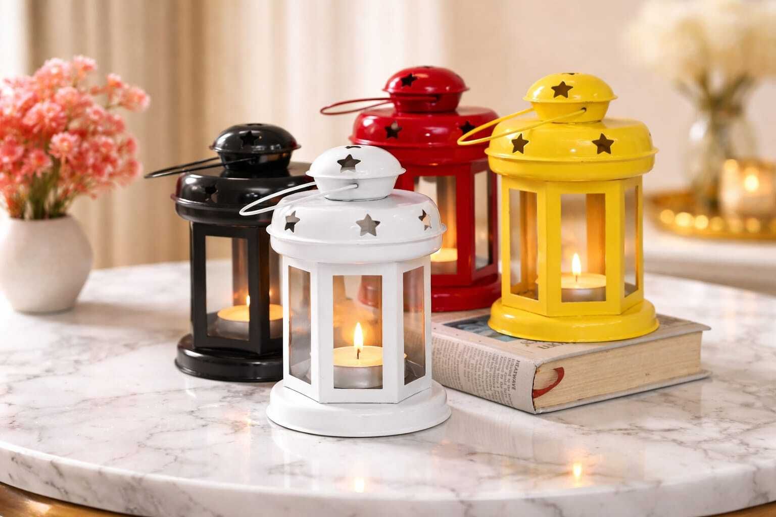sanrti Black, White, Yellow, Red Metal Hanging Lantern-picture-34