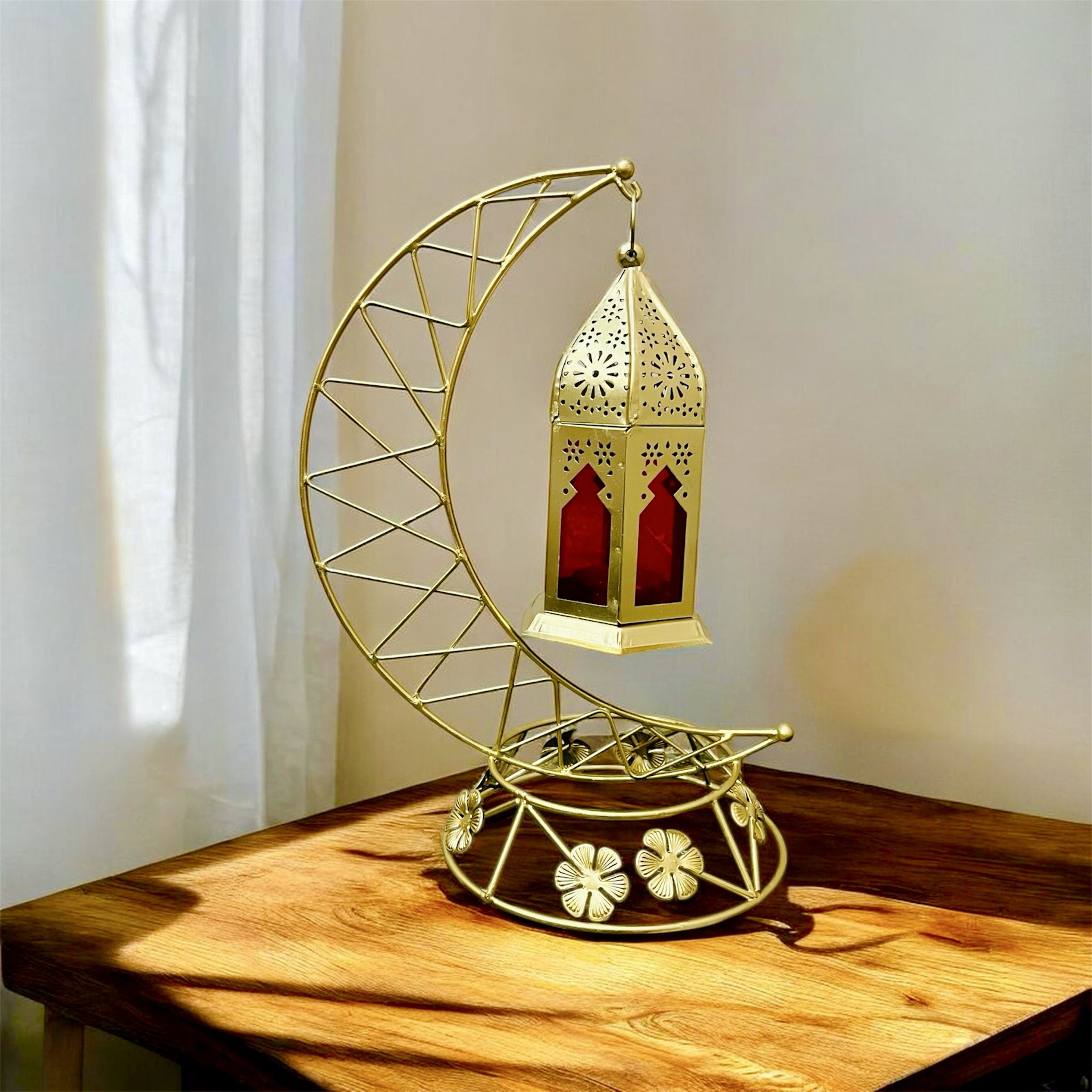 decorlights Ramadan /Eid Decorative Lantern Gold Iron Table Lantern-picture-35