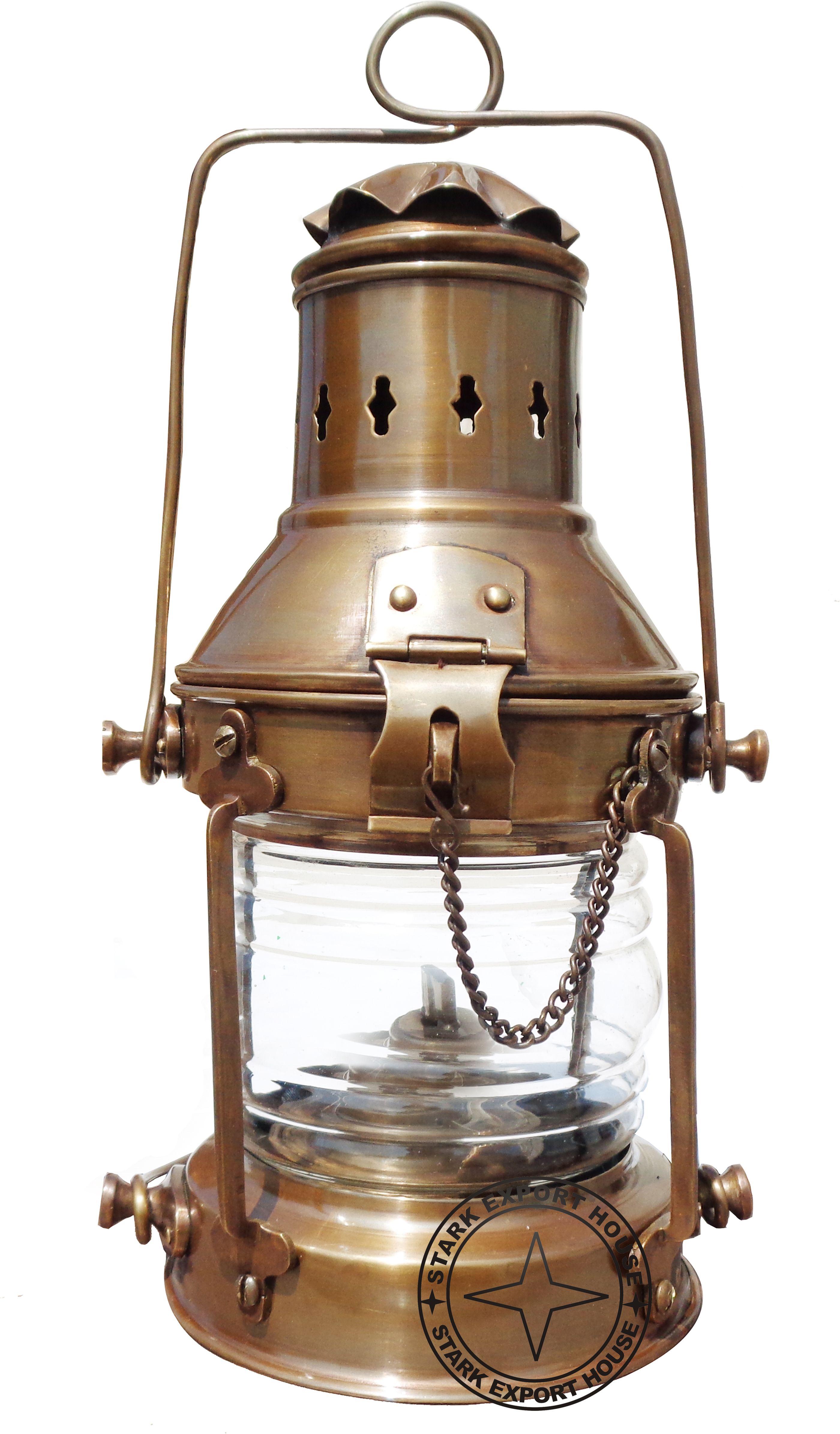 Antique Brass Designer Lantern Glass Table & Hanging Oil Lamp (11 inch) Brown Brass, Glass Table Lantern-image-44