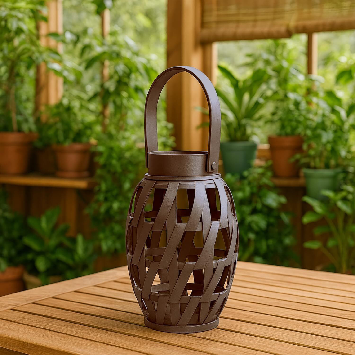 luxe home international Lx_Lamp_2025-143_Brown Brown Bamboo Hanging Lantern-picture-25
