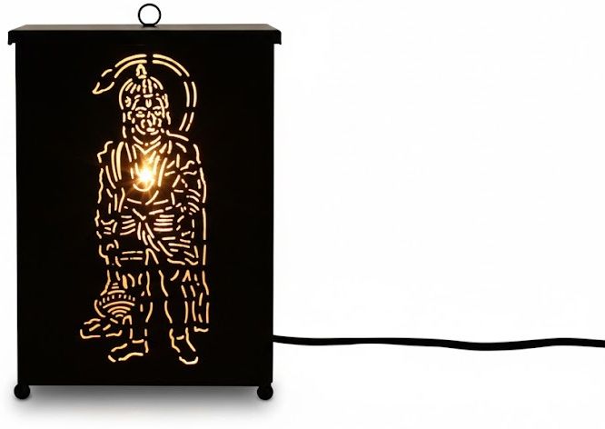 the urban home Hanuman Ji Shadow Aroma Diffuser & Kapur Dani Black Metal Table Lantern-picture-11