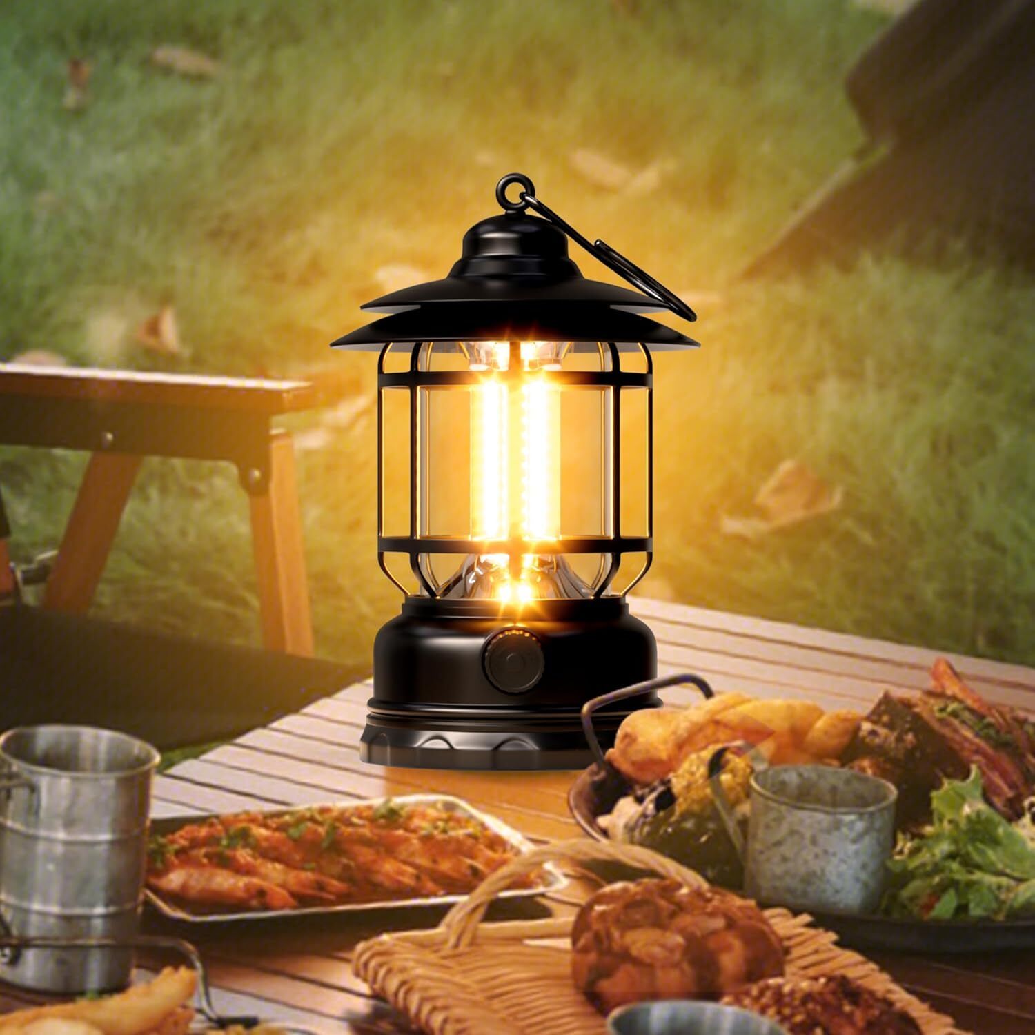 Camping Emergency Outages Hiking Light Black Plastic Hanging Lantern-image-47