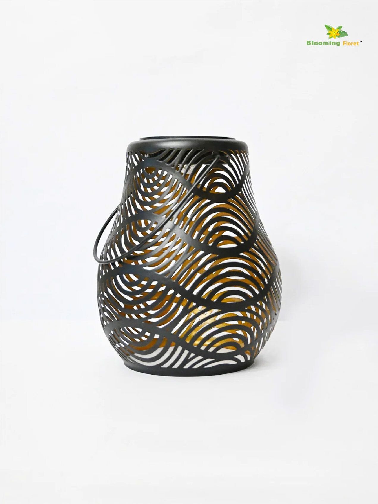 blooming floret Premium Solar Lantern | 21 cm Black Metal Table Lantern-picture-27