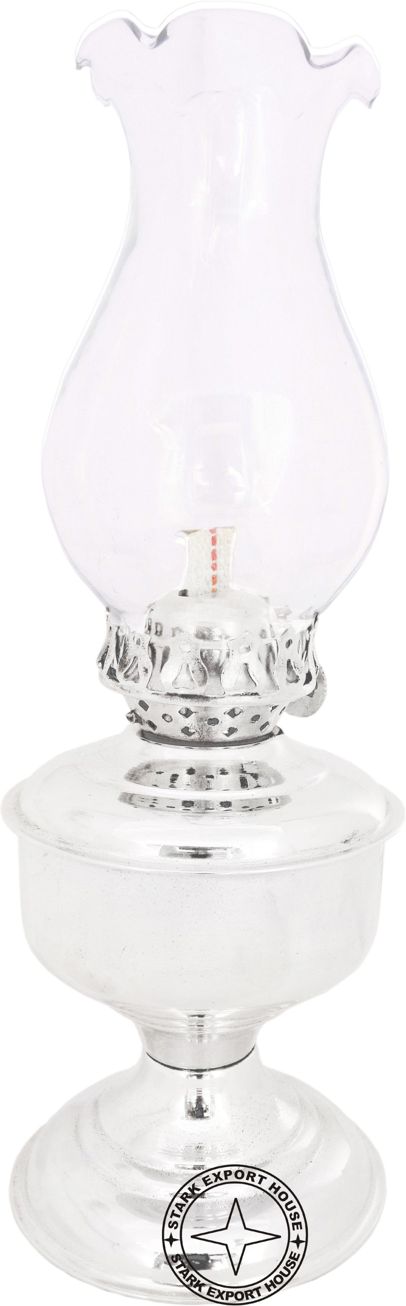 Nickel Brass Designer Table Lantern Glass Oil Lamp 9.5 Inch Silver Brass, Glass Table Lantern-image-37