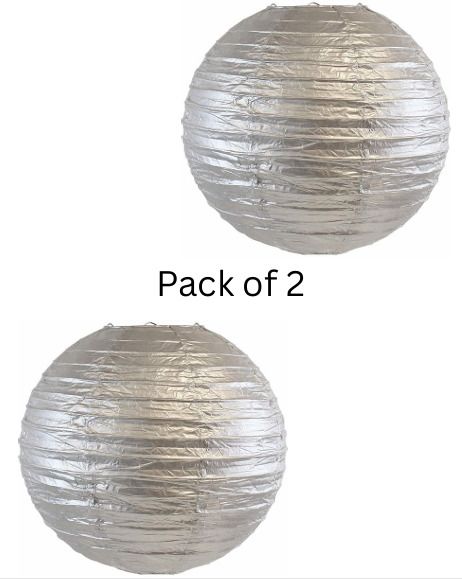 decorgram Silver Paper Lantern 12 Inch | Decorative Hanging Lamp Silver Paper Hanging Lantern-picture-21