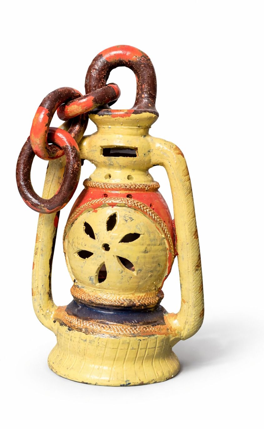 Vintage Rustic Terracotta Hanging Decorative Lantern with Chain 11 Inch Beige Terracotta Hanging Lantern-image-48