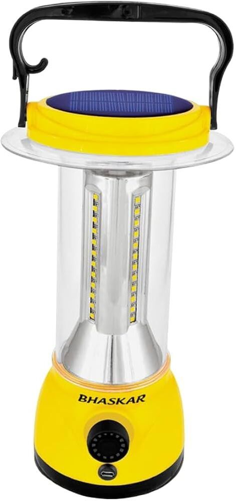 Solar Rechargeable LED Lantern Emergency Light Yellow Plastic Table Lantern-image-9