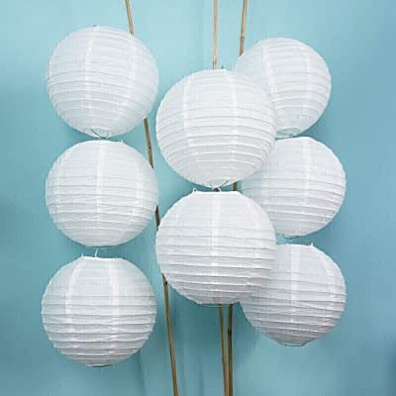 Round Hanging Ball Paper Hanging Lantern Paper Lamp | Balcony Decoration Items White Paper Hanging Lantern