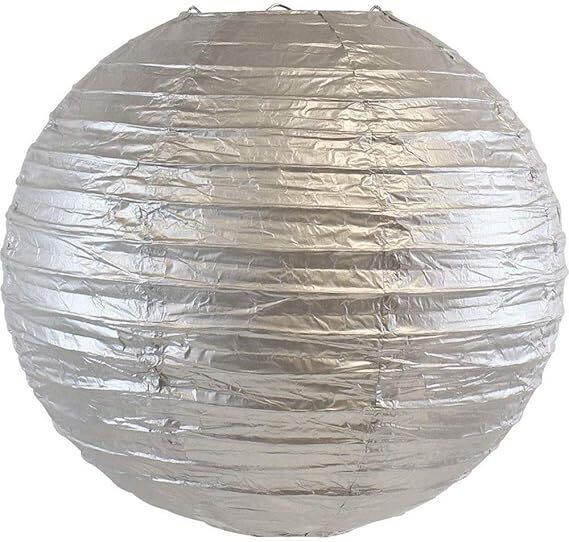 decorgram Silver Paper Lantern 12 Inch | Decorative Hanging Lamp Silver Paper Hanging Lantern-picture-14