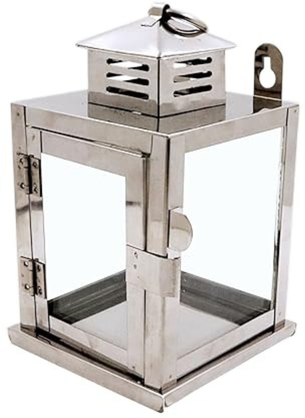 Wall Mounted oil lamp glass cover|vilakku maadam|diya stand Steel Stainless Steel Hanging Lantern-image-3