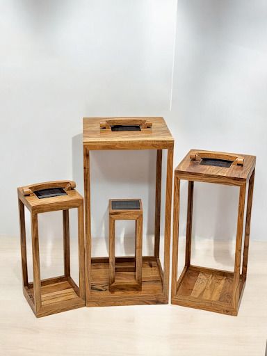 outset Set of 4 Solar Lanterns – Timeless Wooden Charm Brown Wooden Table Lantern-picture-17