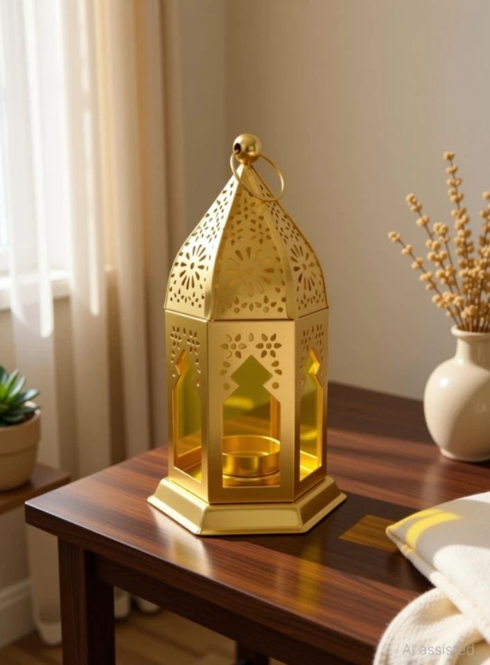 a m handicrafts Gold Iron Table Lantern-picture-43
