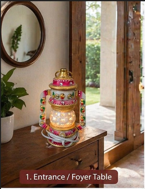 Divine Light Lamp Pink, Multicolor Marble, Plastic Table Lantern-image-31