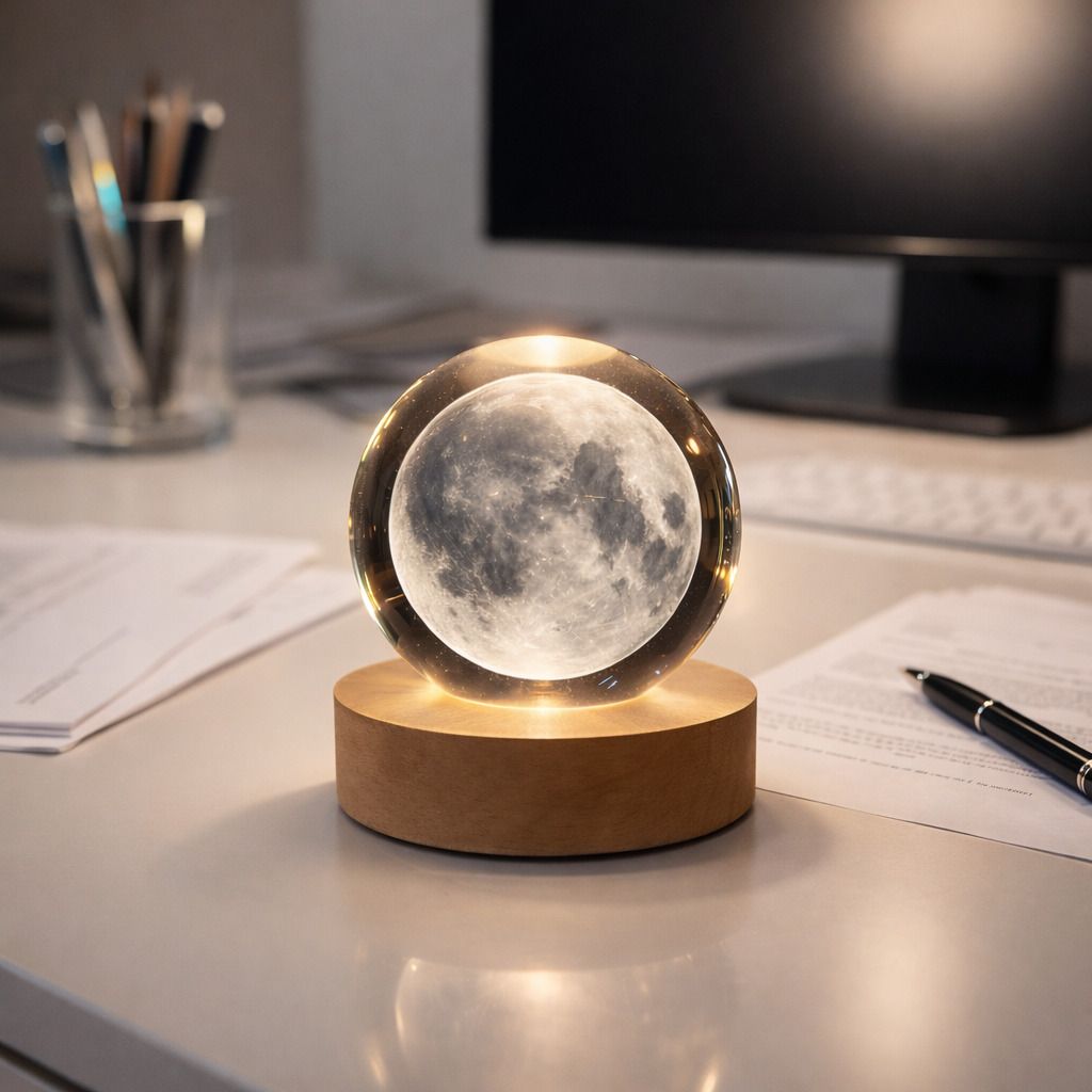 MOON 3D CRYSTAL BALL-1 Yellow Crystal Table Lantern