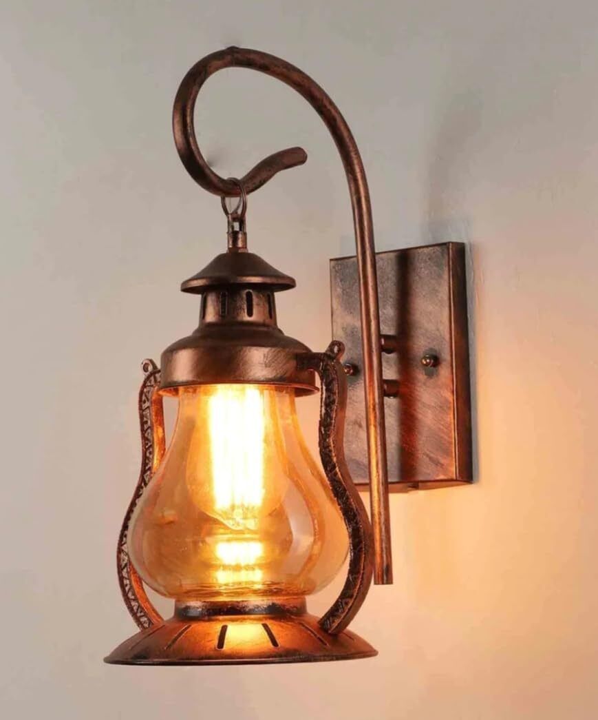 Elegant Wall Lamp for Living Room, Bedroom (Bulbnot Incl.) (Pack of 1) Gold Copper Hanging Lantern-image-23