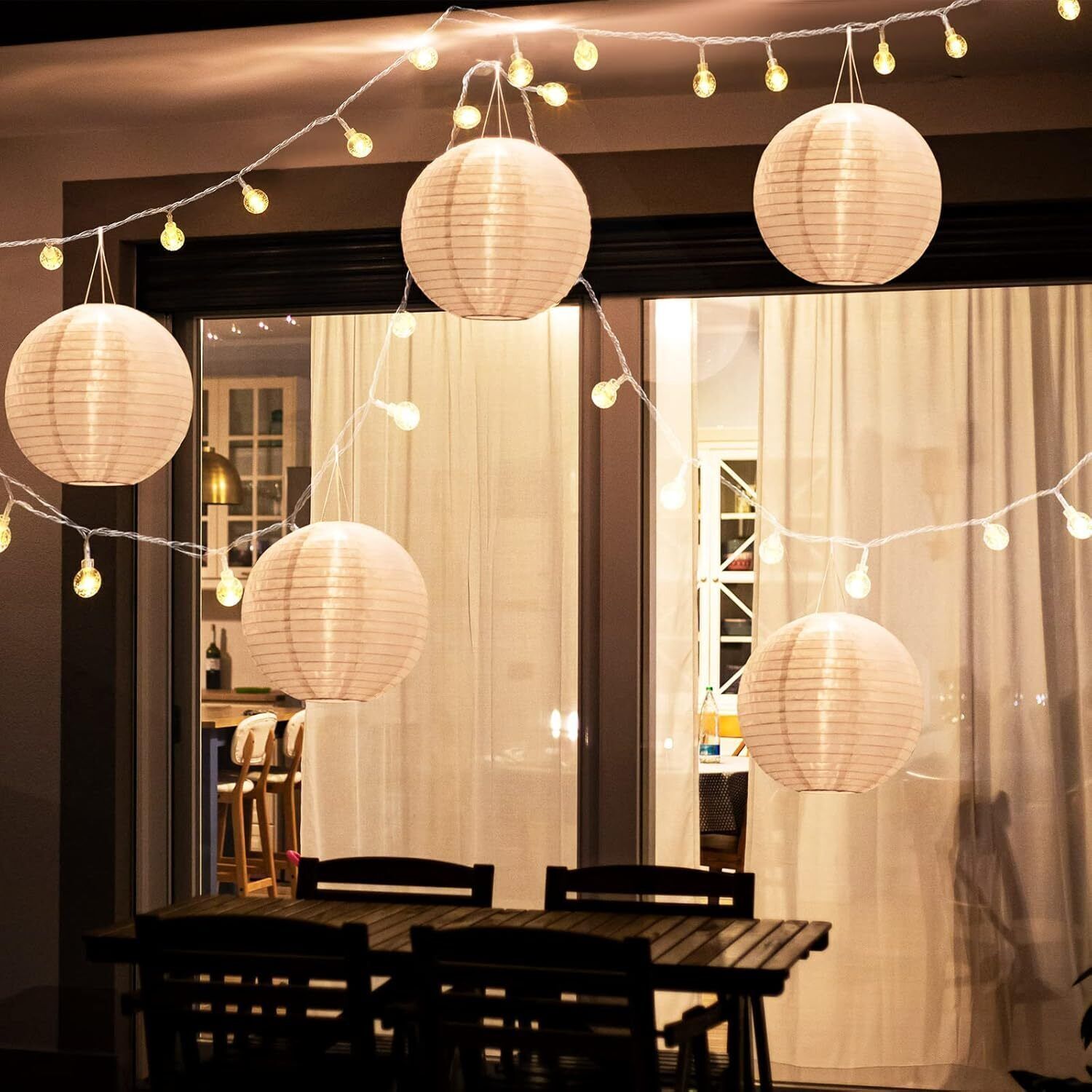 shuang you Hanging paper White Lantern 10Pack of L 12 inch 65 White Paper Hanging Lantern-picture-21