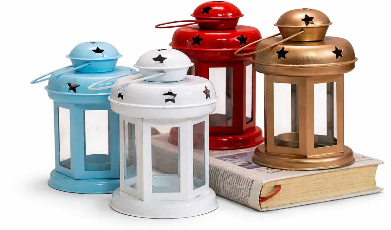 sanrti Blue, White, Gold, Red Metal Hanging Lantern-picture-10