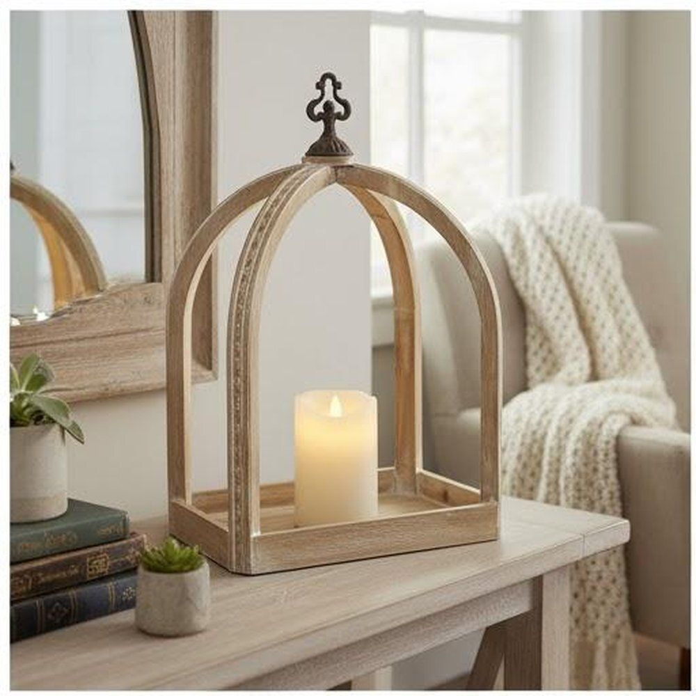 desihandicraft Embellish your home with this stunning Open Wooden Lantern. Brown Wooden Hanging Lantern-picture-21
