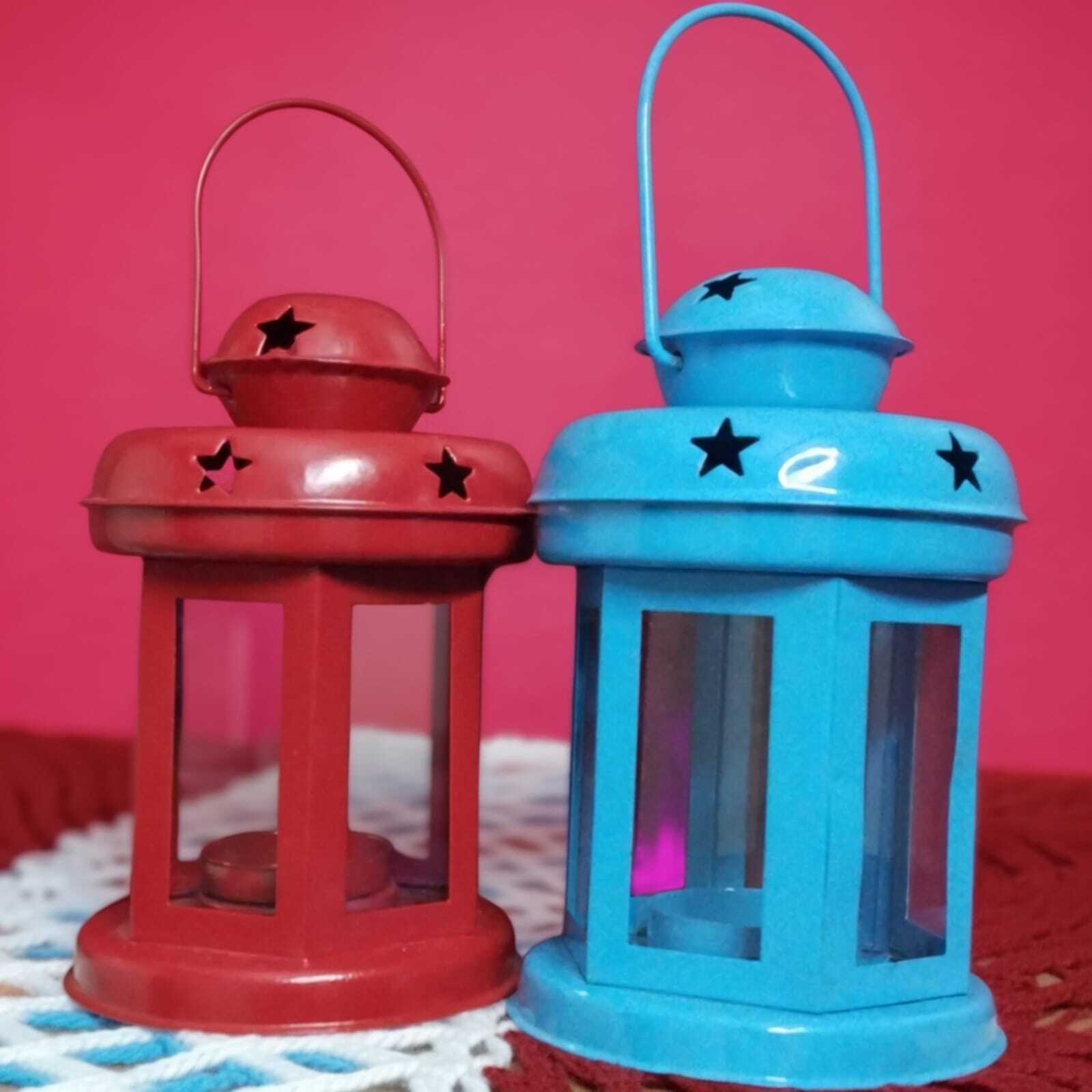 HOME DECOR Red, Blue Iron Hanging Lantern-image-36
