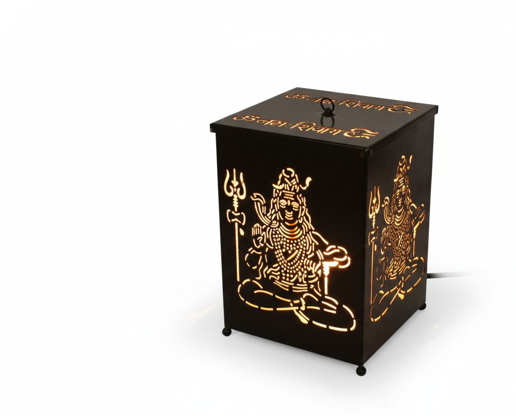 the urban home Shiv Ji Shadow Aroma Diffuser & Kapur Dani Black Metal Table Lantern-picture-39