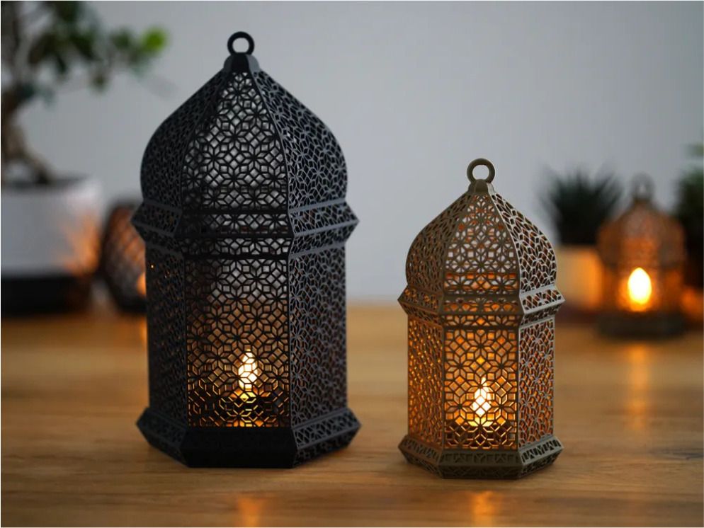 fuonxen Black, Gold Plastic Table Lantern-picture-10