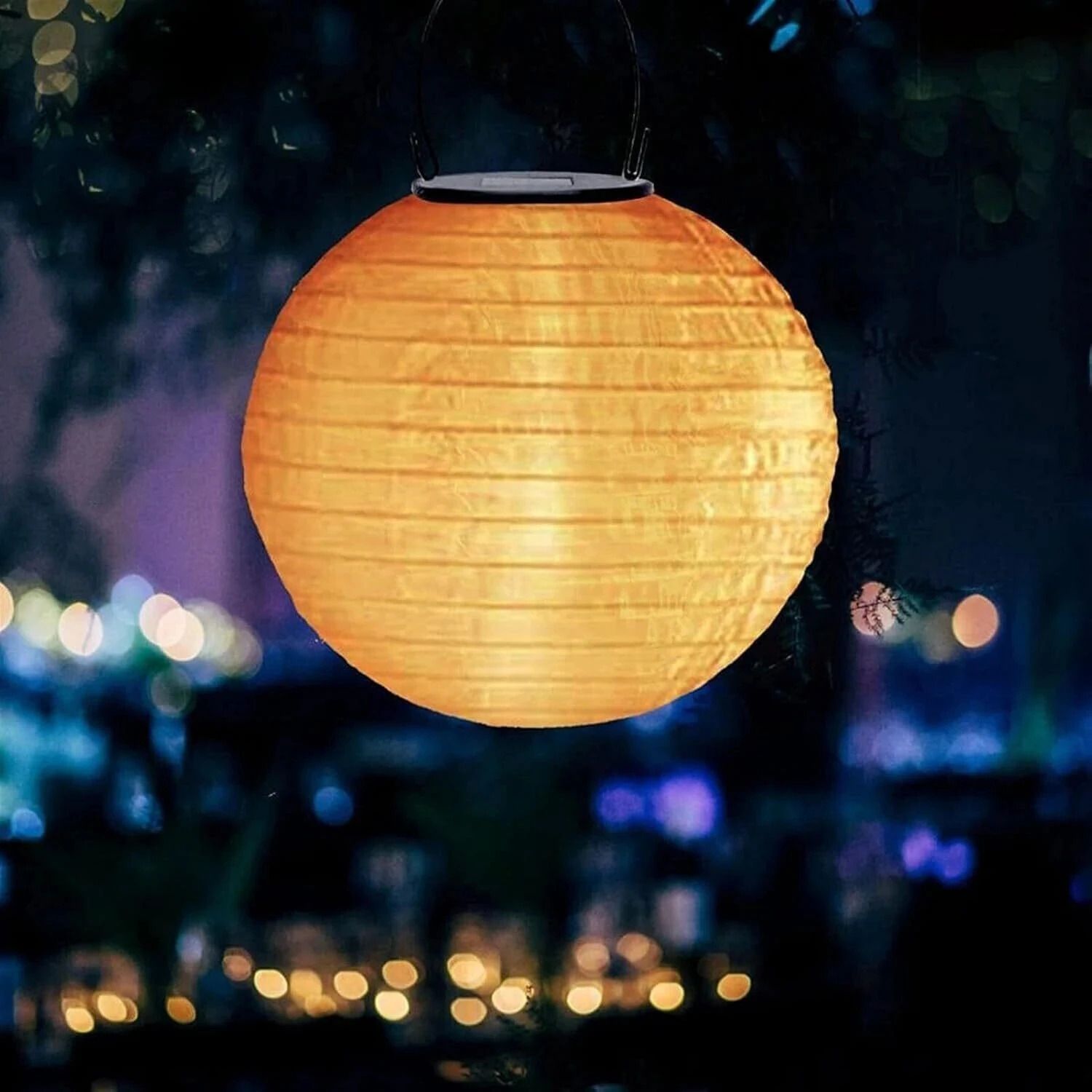 xergy Solar Powered Hanging Lanterns – Waterproof Decorative Lights for Garden,Home Orange Cloth Hanging Lantern-picture-0
