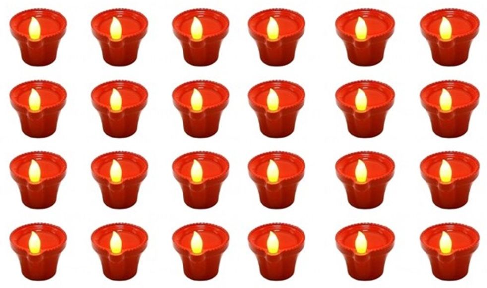 sharma distributor Pack of 4 Water Sensor Light Diya for Home Decoration Diwali Purpose. Multicolor Plastic Table Lantern-picture-14