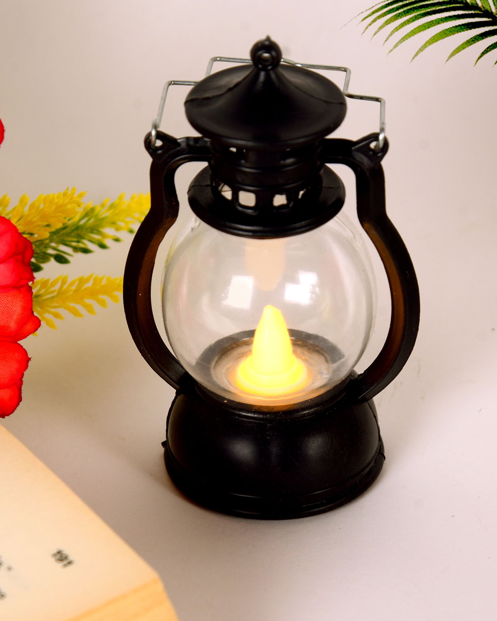 Flameless Smokeless Antique Lantern Lamp Hanging Led Candle Light Decorations Black Plastic Table Lantern-image-5