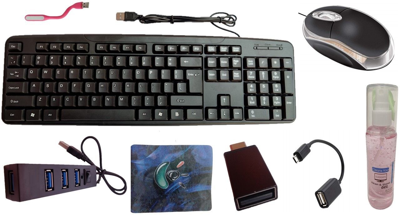 ANJO Combo of Keyboard-Mouse-USB Hub-Pad-Cleaning Gel-OTG Type C & Micro-USB Light Combo Set-image-25