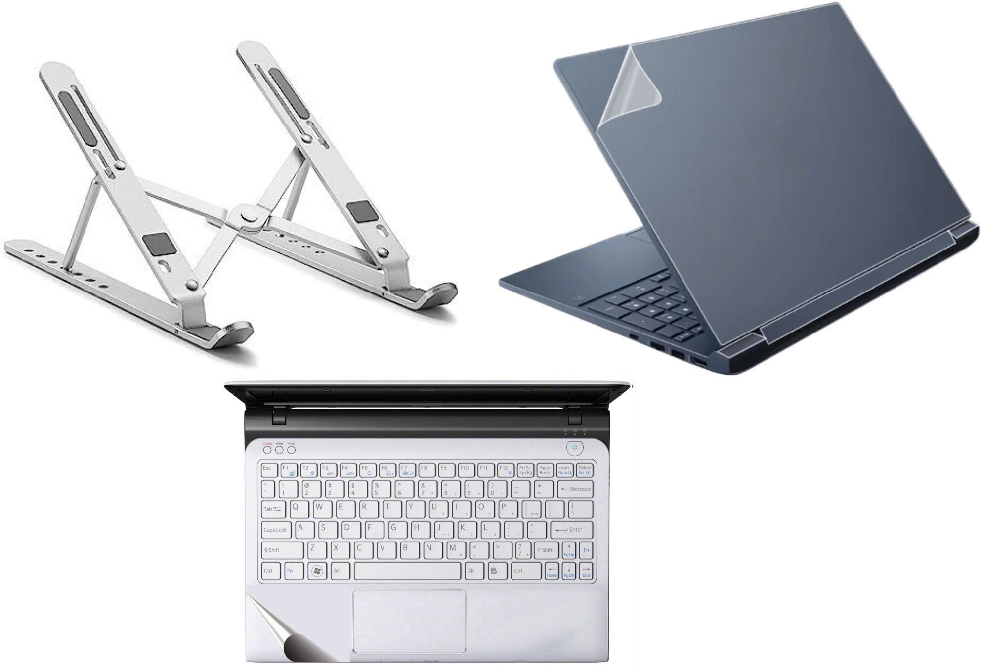 Adefex Transparent Laptop Skin-Full Trackpad- Metal Laptop Stand -14 Inch Matte Finish Combo Set-picture-36