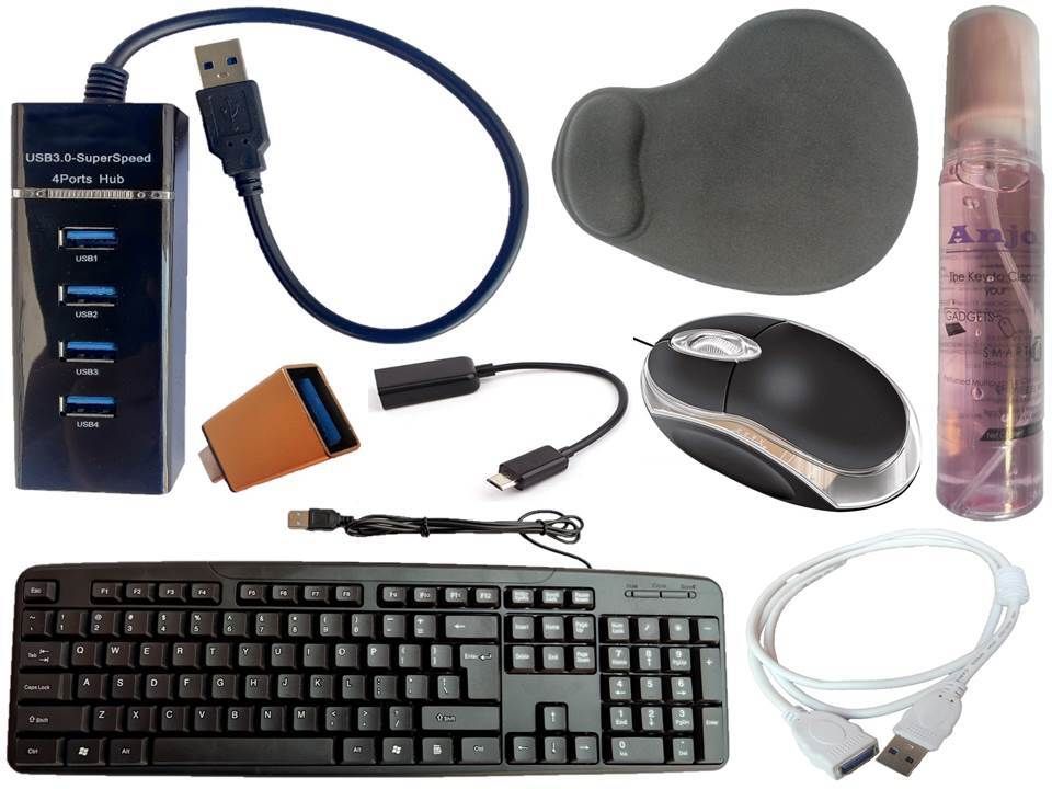 ANJO Wired Keyboard-Wired Mouse-Wrist Pad-Hub 3.0-Cleaner-OTG C&Micro-Ext Cable 1.5m Combo Set-image-32