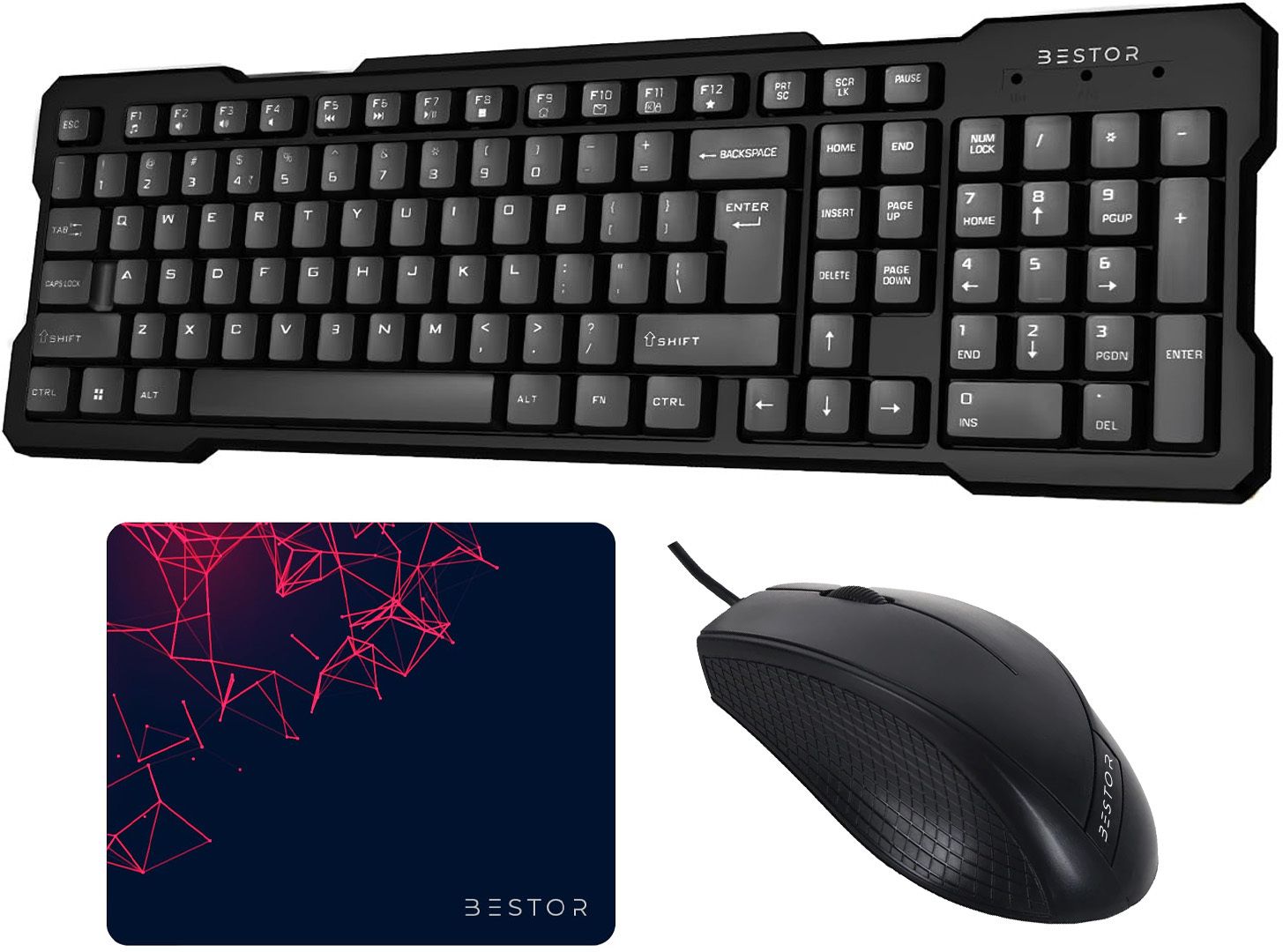 Bestor Set of 3 Combo,USB Wired Keyboard,Wire Mouse,Mouse Pad For Laptop, Computer Combo Set-image-45