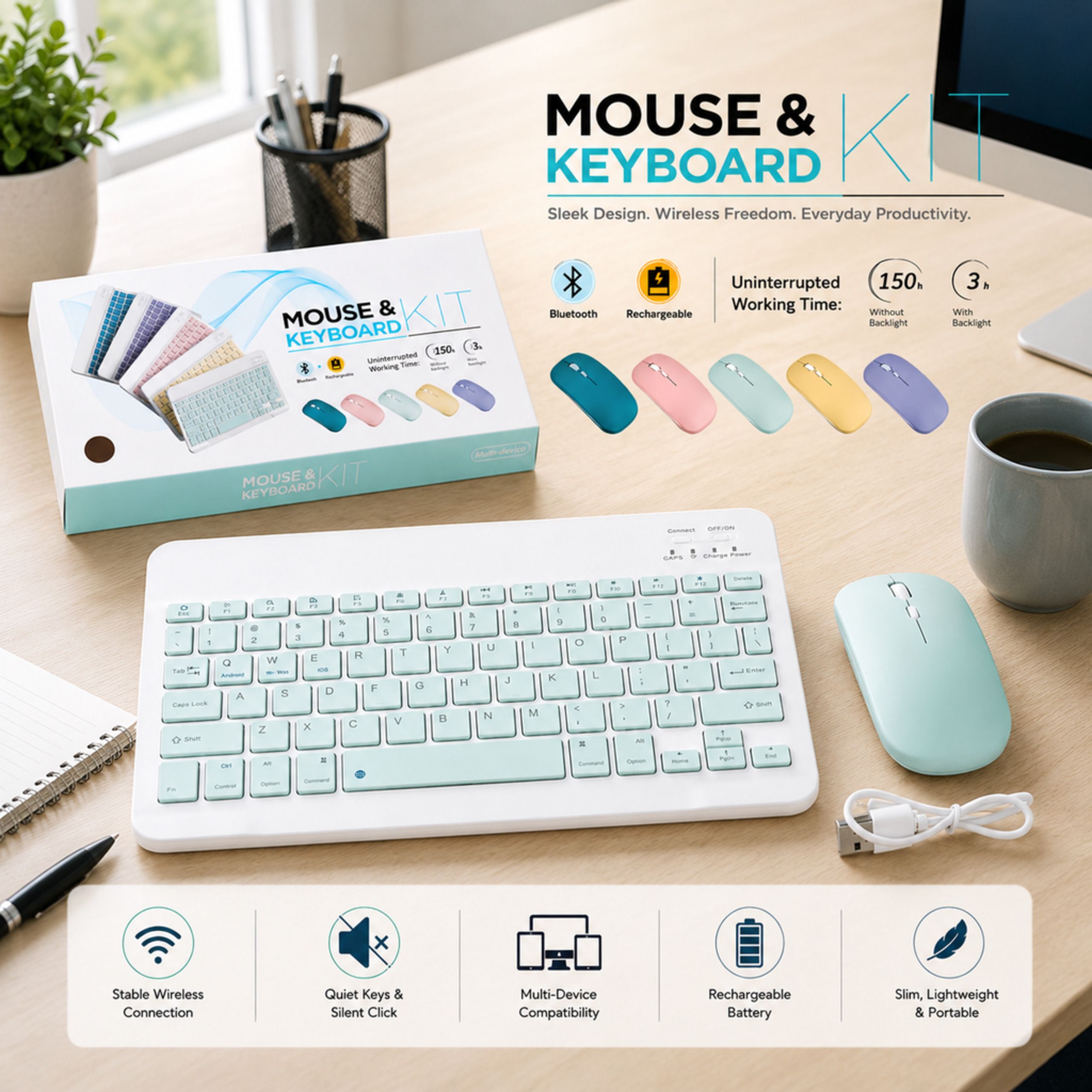 SATNAM Ultra Slim Bluetooth Keyboard and Mouse Combo | Adjustable DPI Combo Set-picture-24